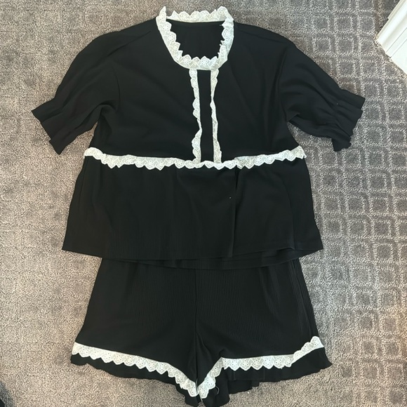 Eyelet Lace Lounge Set - Picture 1 of 4